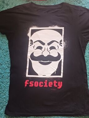 Mr Robot "fsociety" Cotton Fitted Ladies Black Loot Crate T-Shirt | Size L